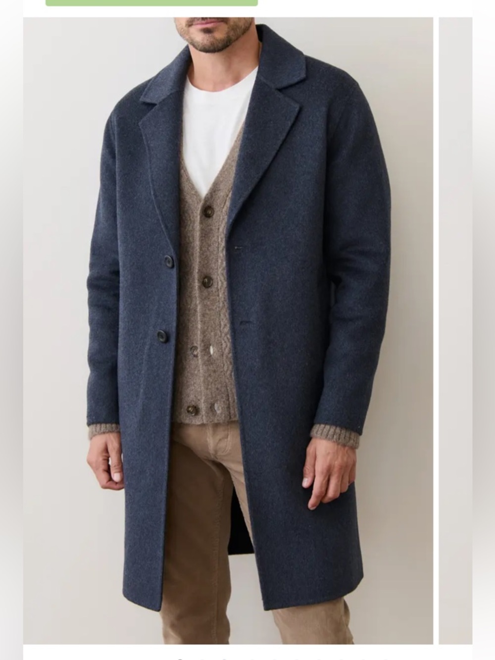 Marine Layer Irving Brushed Melton Longline Topcoat - heathered navy - large